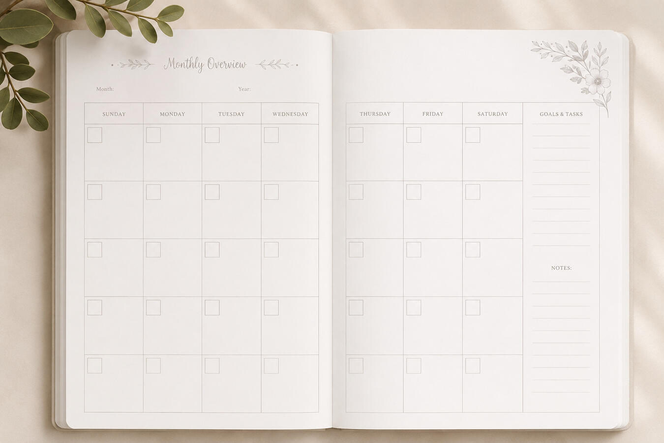 Monthly Overview Mockup See the big picture and plan with clarity
